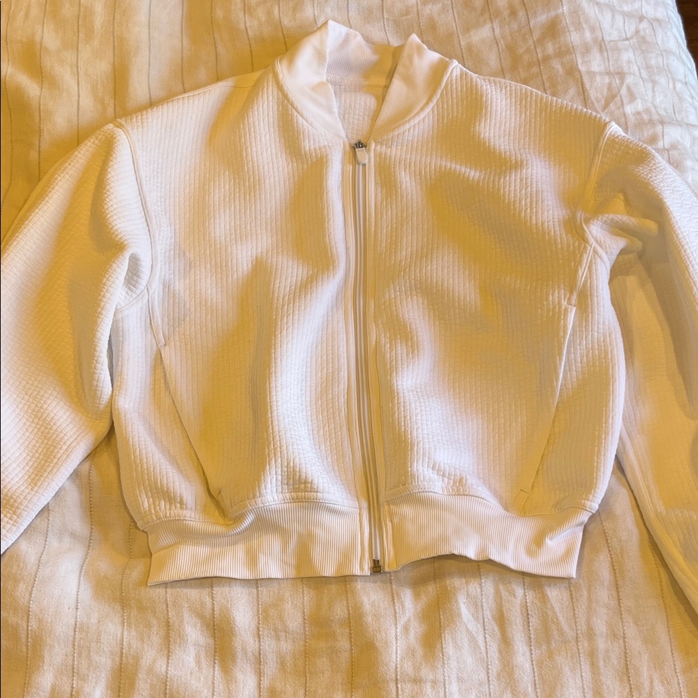 Lululemon Athletica White Textured Zip-Up Jacket